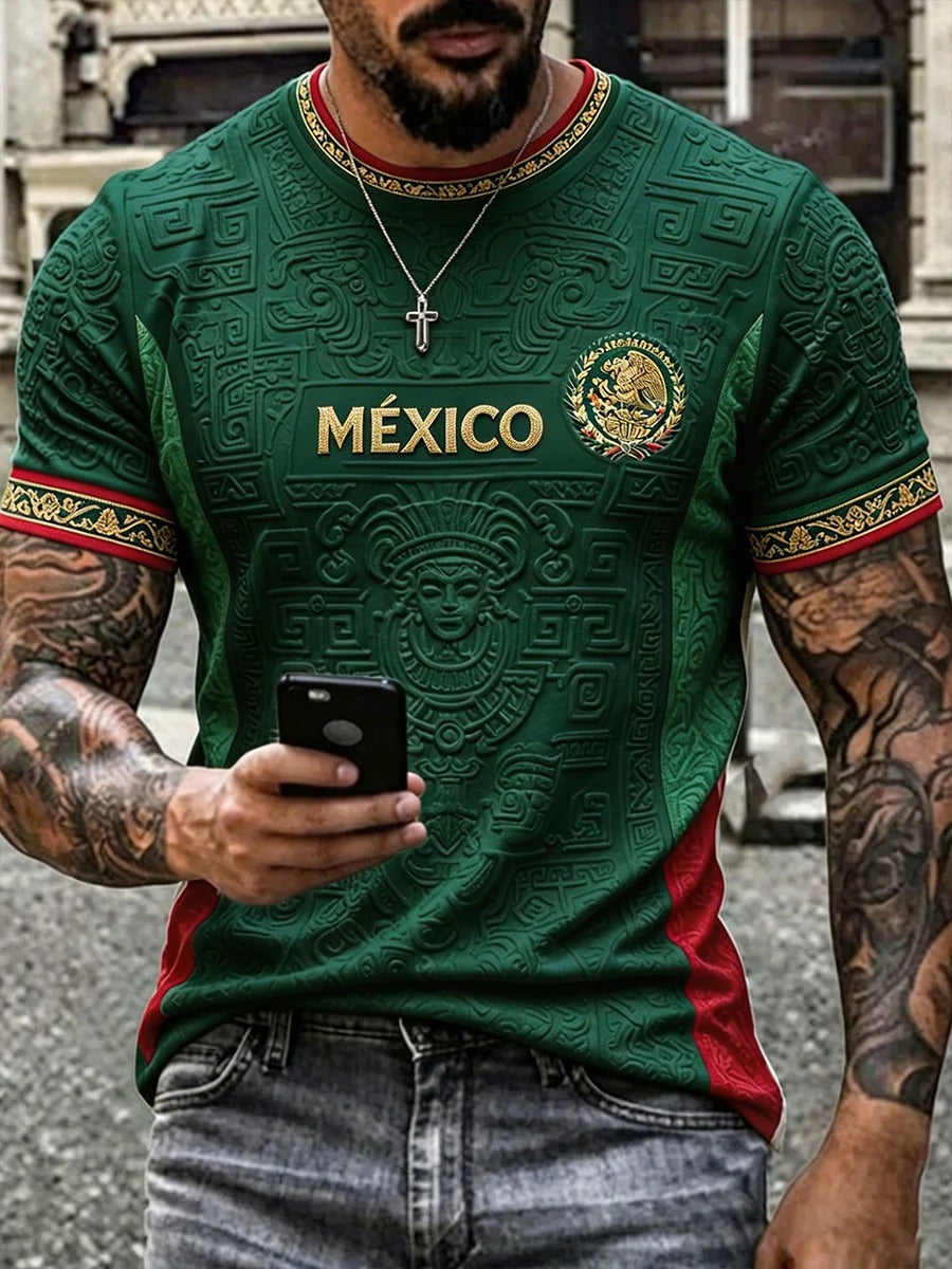 Camiseta estampada para hombre con el lema "Orgullo mexicano"