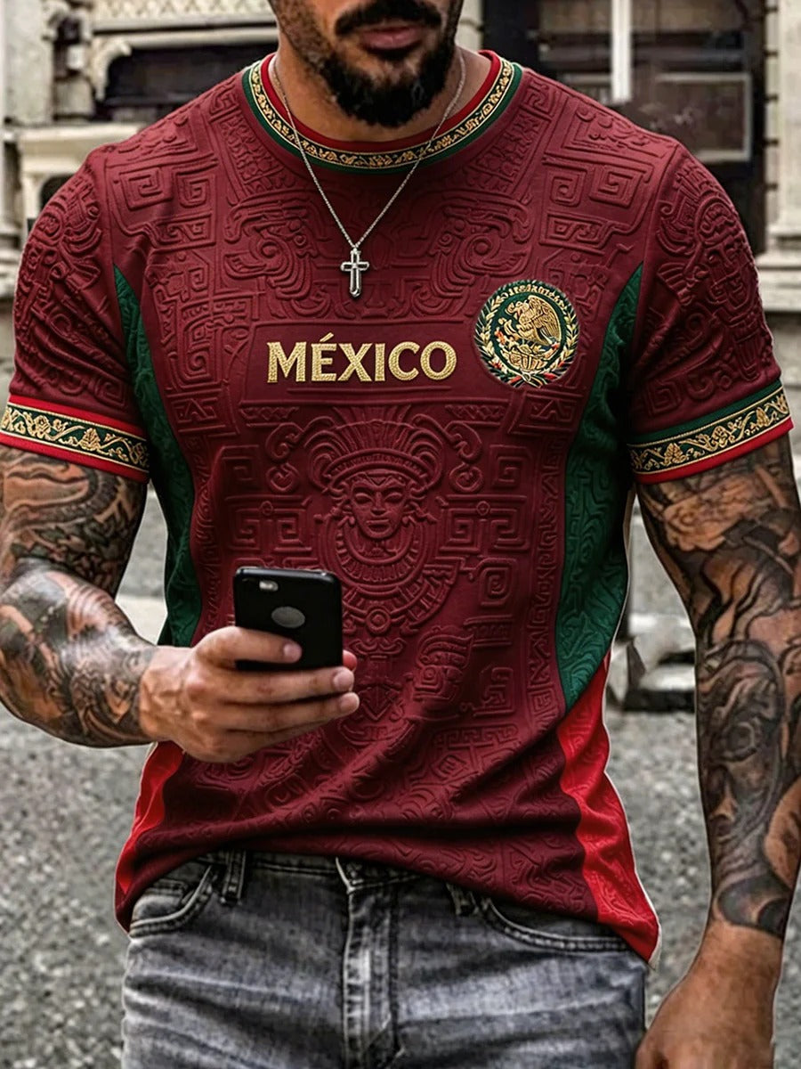 Camiseta estampada para hombre con el lema "Orgullo mexicano"