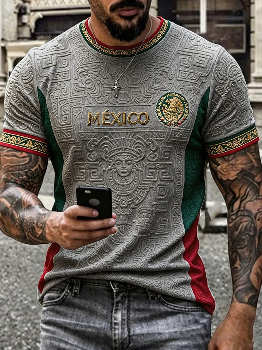 Camiseta estampada para hombre con el lema "Orgullo mexicano"