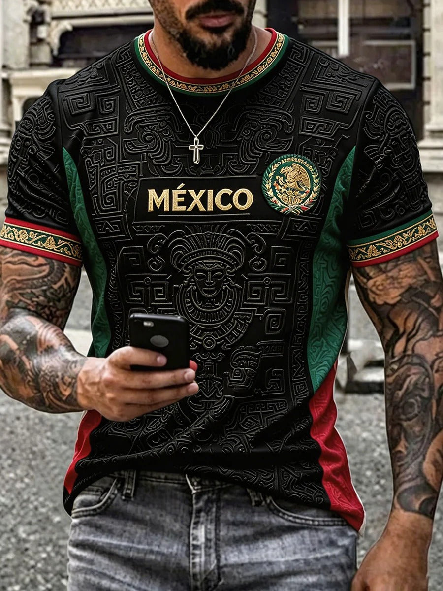 Camiseta estampada para hombre con el lema "Orgullo mexicano"