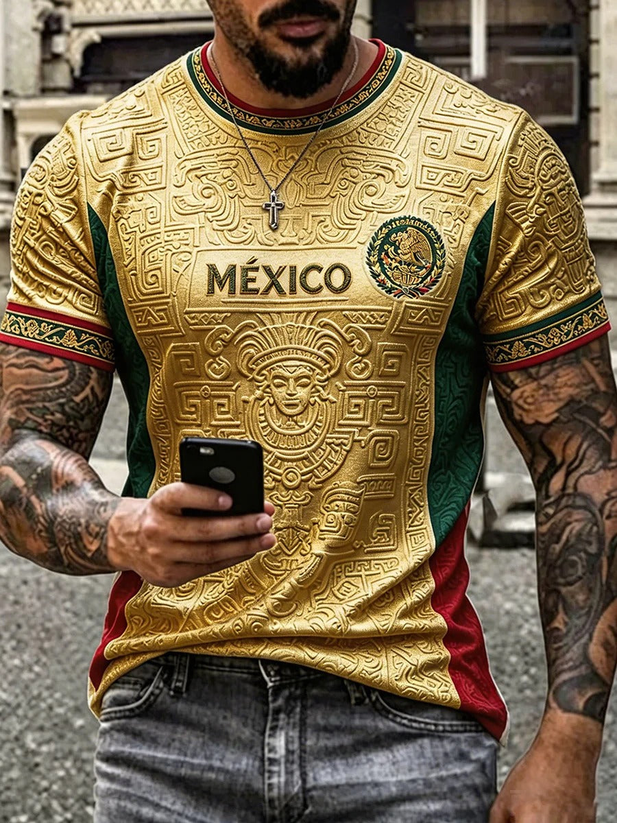 Camiseta estampada para hombre con el lema "Orgullo mexicano"