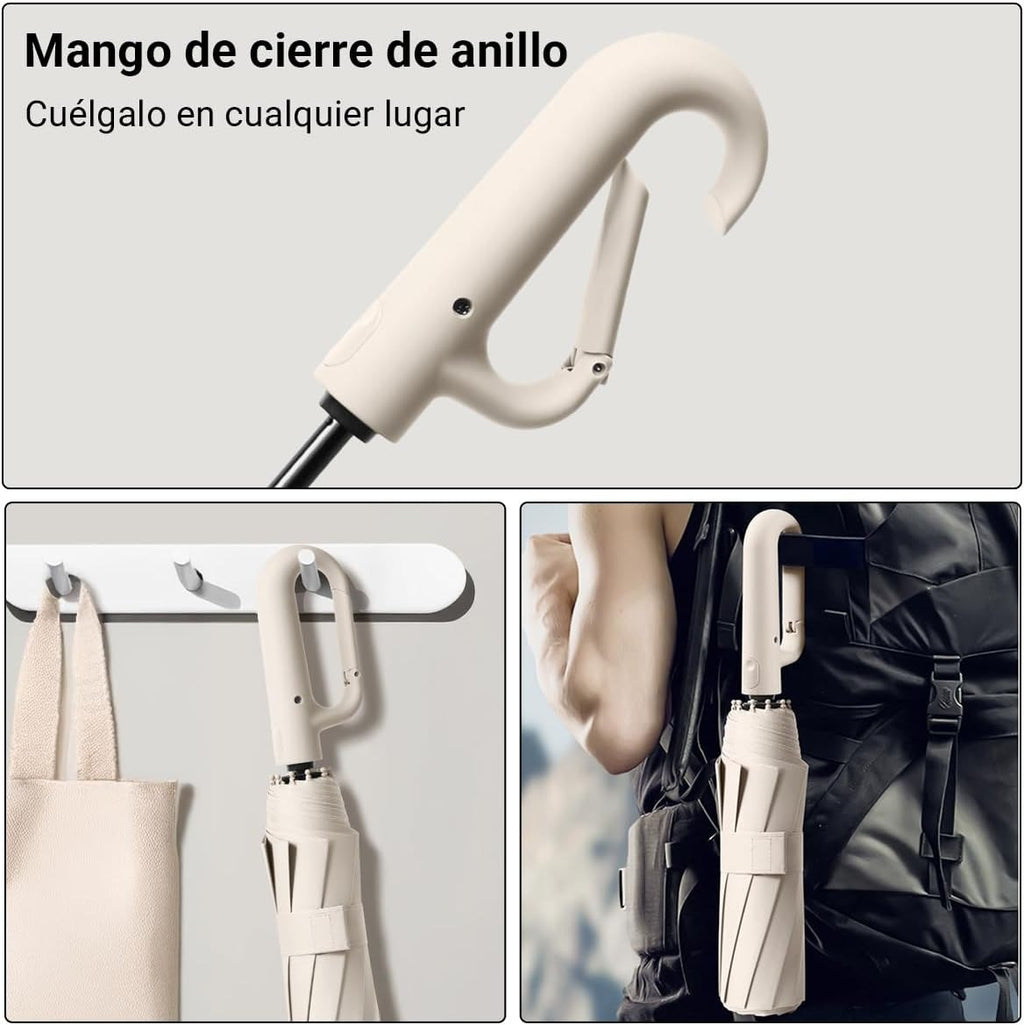 Paraguas Plegable Automático con Hebilla de Anillo