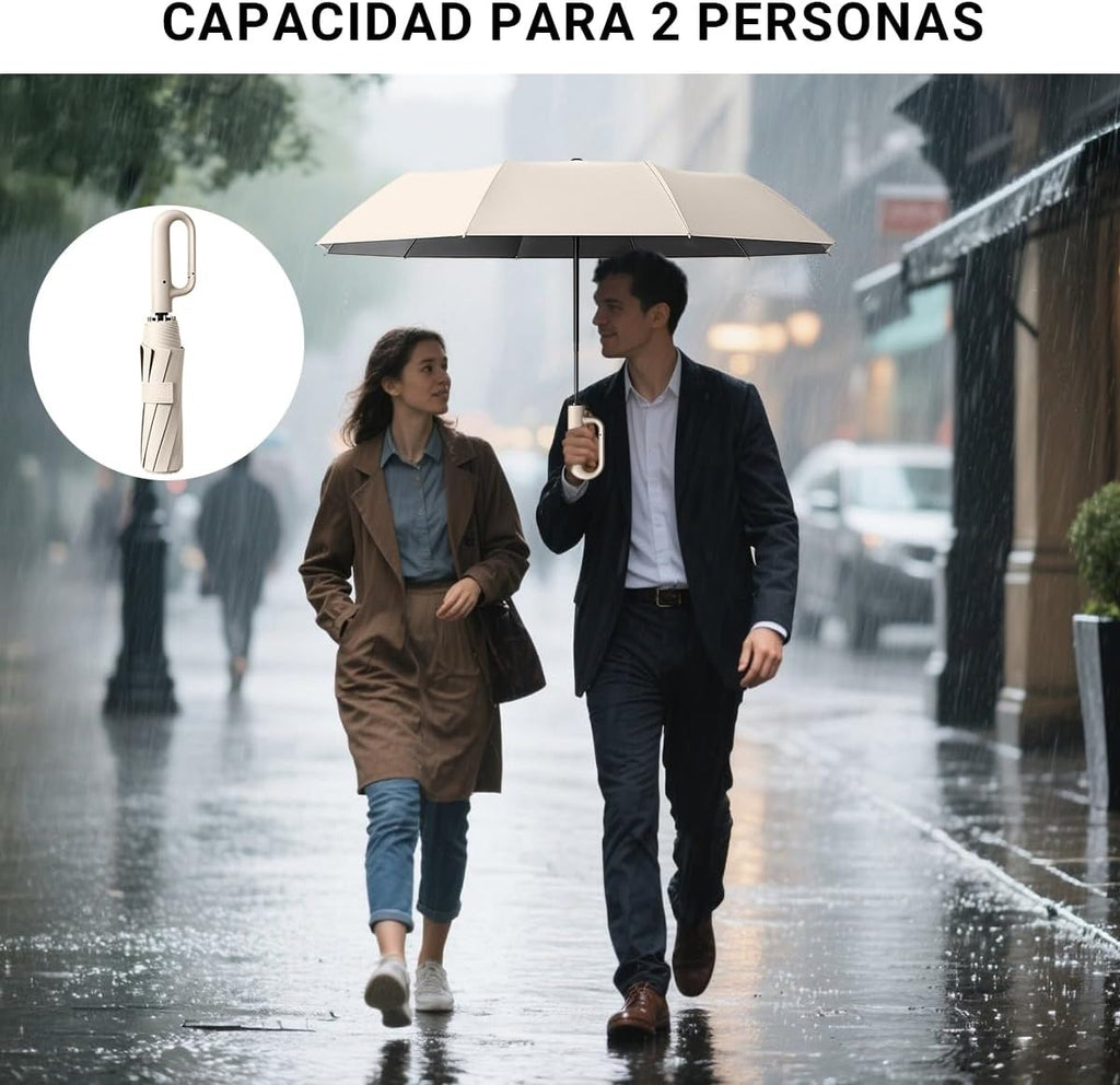 Paraguas Plegable Automático con Hebilla de Anillo