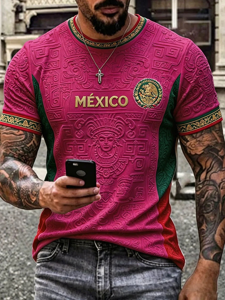 Camiseta estampada para hombre con el lema "Orgullo mexicano"