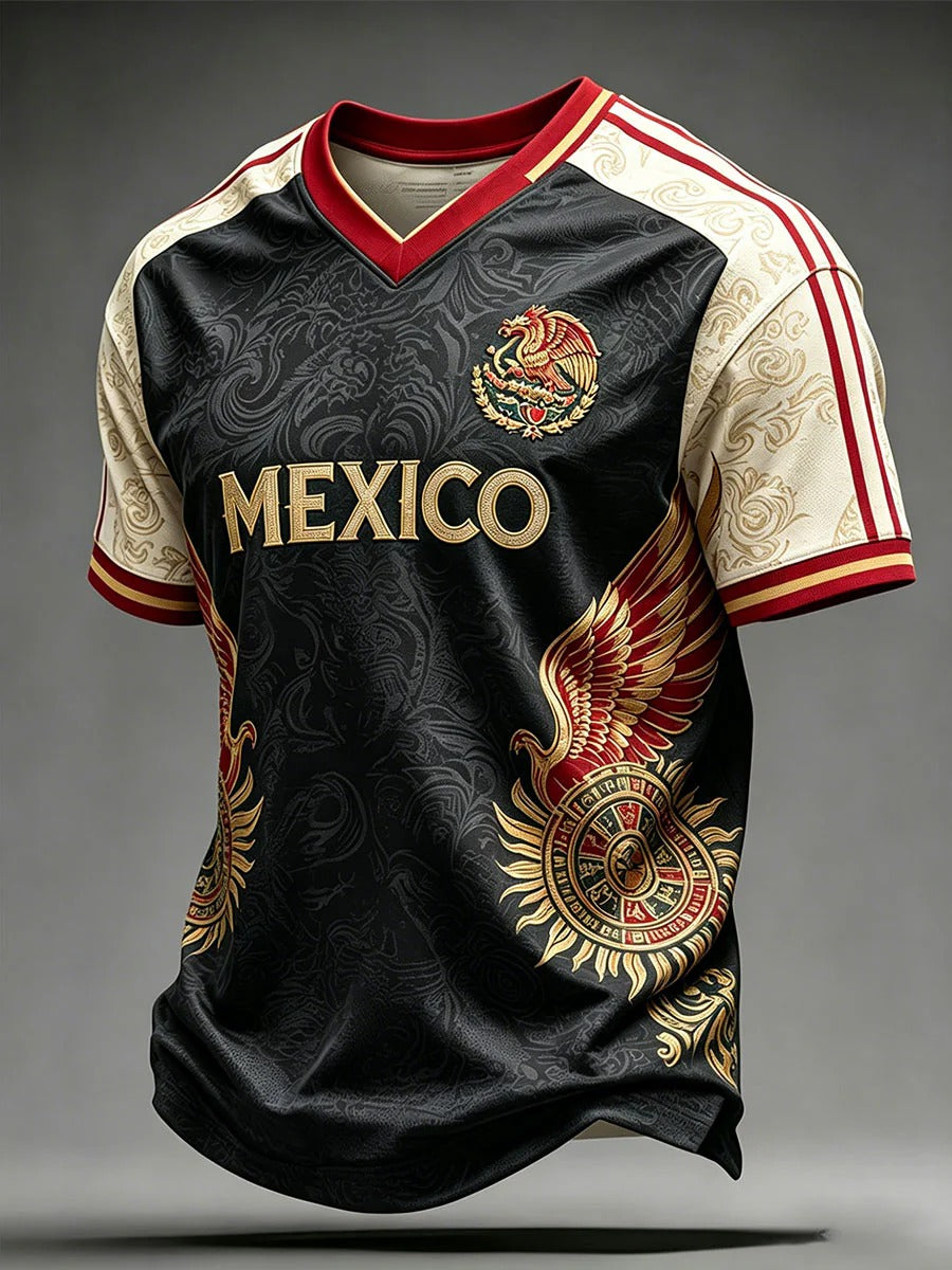 Camiseta impresa arte floral del amante del fútbol de México de los hombres